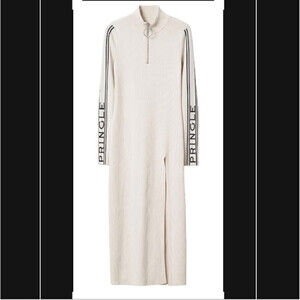 Pringle of Scotland x H&M sweater dress ribbed cream spellout slit y2k 
 sz sm